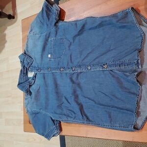 Zara Man denim short sleeved button up shirt